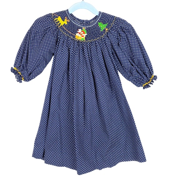 Mom and Me Other - Mom & Me Girls Smocked Christmas‎ Dress Polka Dot Santa Reindeer 18 Mos Boutique